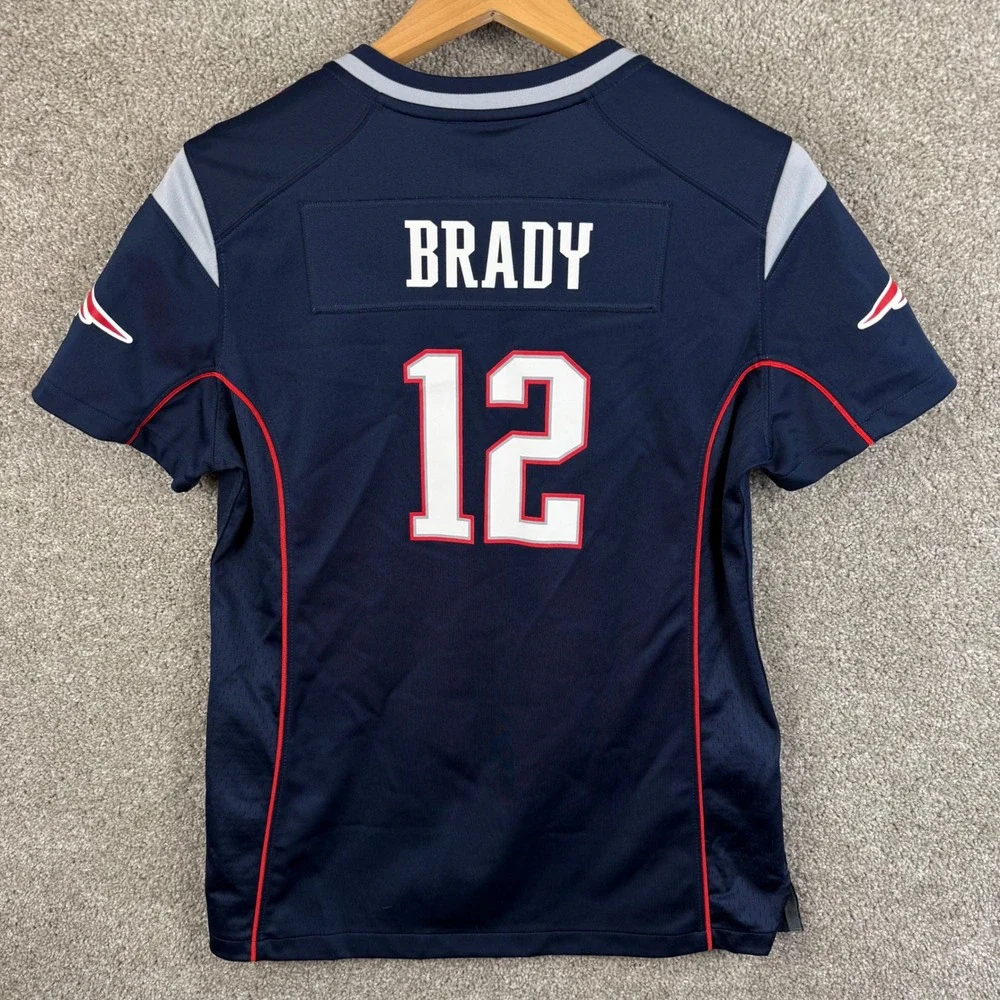 Nike New England Patriots Tom Brady 12 On Field Jersey Navy Blue Womens Large